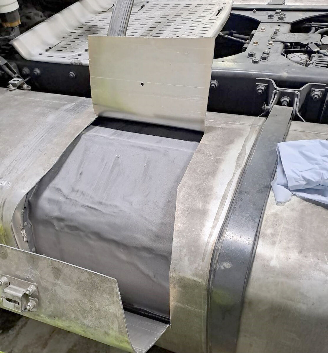 A lead-lined compartment which contained drugs worth €10.5m. Picture: An Garda Síochána/PA 
