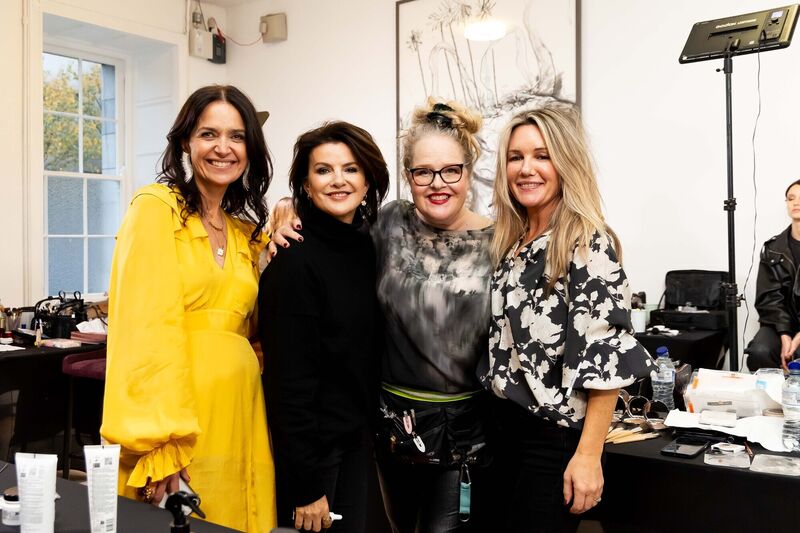 Irish Examiner Head of Features Vickie Maye​, MC Deirdre O'Kane, Clarins Beauty chief ​make ​up ​artist​ Christine Lucignano, and hair stylist Pamela Morrissey of Sobe ​Brown at Irish Examiner ieStyle Live 2025 at Cork City Hall. Picture: Alison Miles/OSM