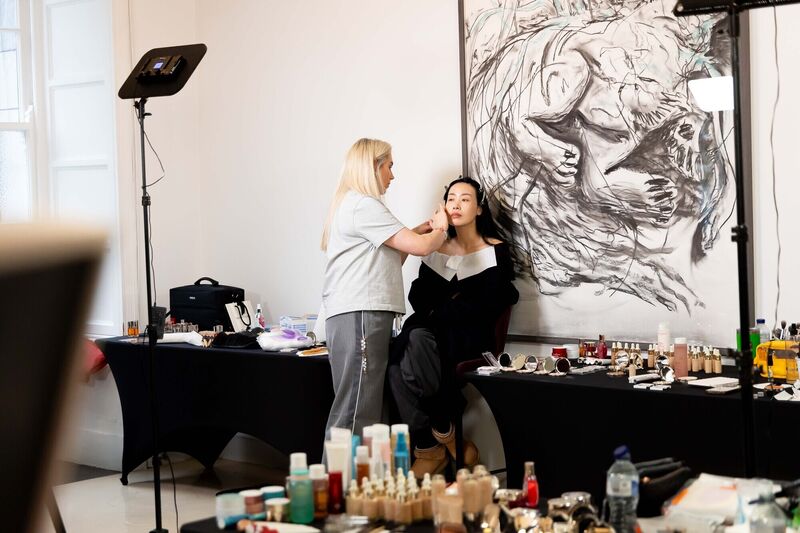 Louise Sheehan of Clarins and model Yomiko Chen at the Irish Examiner ieStyle Live 2025 at Cork City Hall. Picture: Alison Miles/OSM 