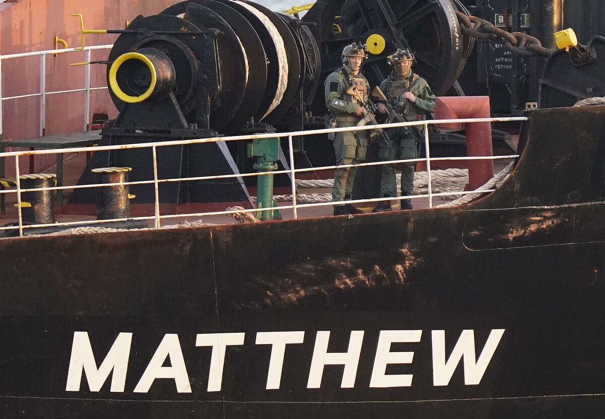 Military personnel onboard MV Matthew.
