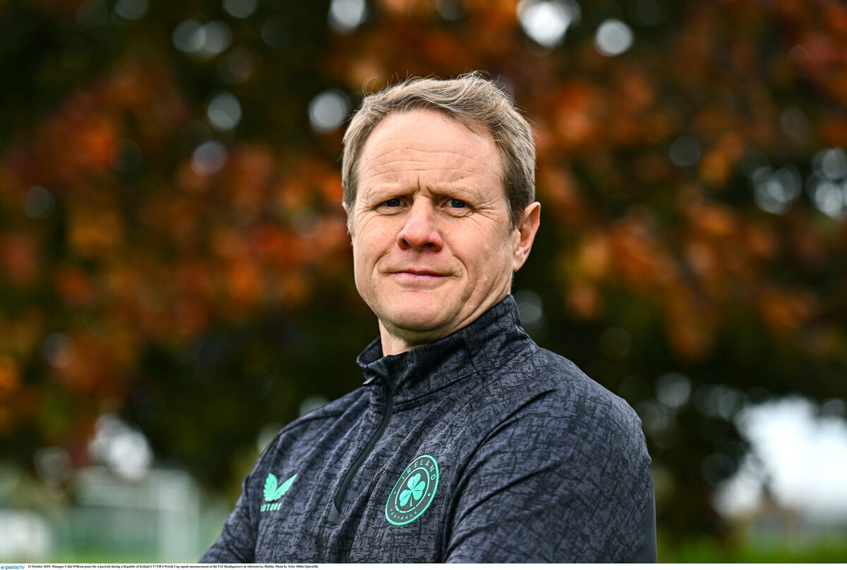 Manager Colin O'Brien poses for a portrait during a Republic of Ireland U17 FIFA World Cup squad announcement at the FAI Headquarters in Abbotstown, Dublin. Photo by Tyler Miller/Sportsfile