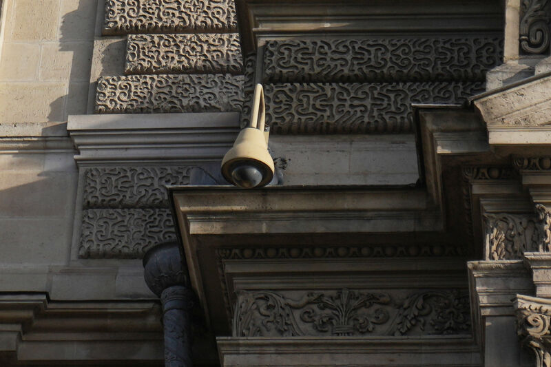 A surveillance camera on a facade of the Louvre museum, three days after historic jewels were stolen in a daring daylight heist. Picture: AP Photo/Thibault Camus A surveillance camera on a facade of the Louvre museum, three days after historic jewels were stolen in a daring daylight heist. Picture: AP Photo/Thibault Camus