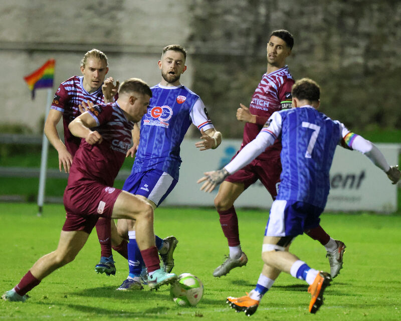 Cobh Ramblers' Niall O'Keeffe on the attack against Treaty United. Picture: Brendan Gleeson