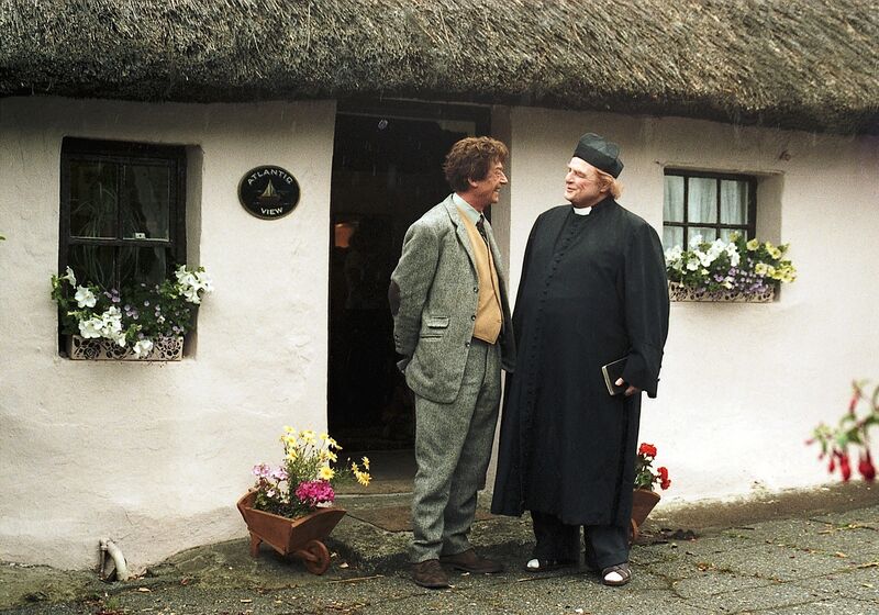 Marlon Brando and John Hurt during the filming of 'Divine Rapture' at Ballycotton, Co Cork, in July 1995. Picture: Irish Examiner Archive