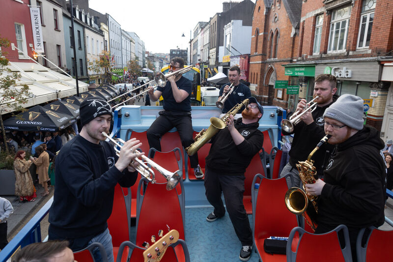 TBL8 brass band performing live on the Jazz Bus during the Guinness Cork Jazz Festival. 