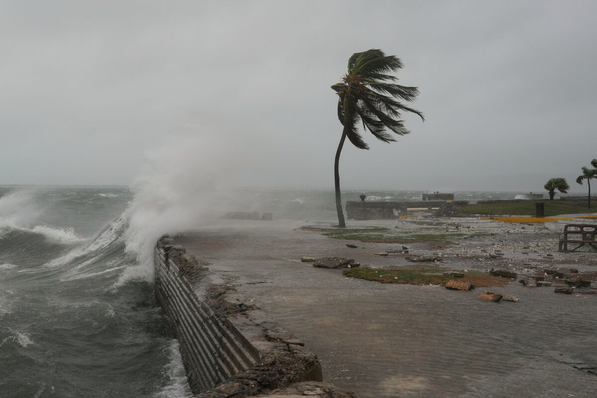 Waves splash in Kingston, Jamaica, as Hurricane Melissa approaches, Tuesday, Oct. 28, 2025 Picture; AP Photo/Matias Delacroix