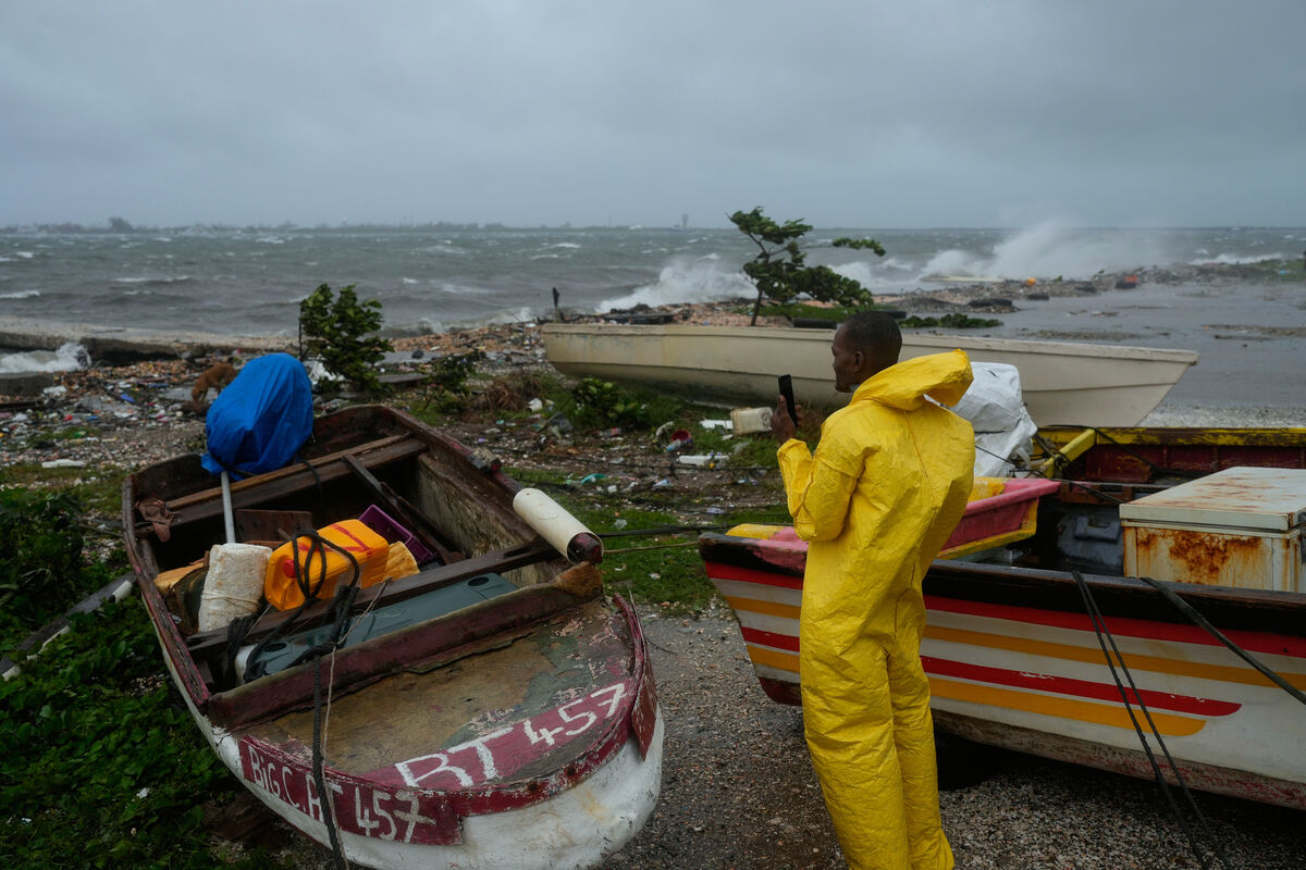 A man watches the coastline in Kingston, Jamaica, as Hurricane Melissa closes in, Tuesday, Oct. 28, 2025. Picture: AP Photo/Matias Delacroix