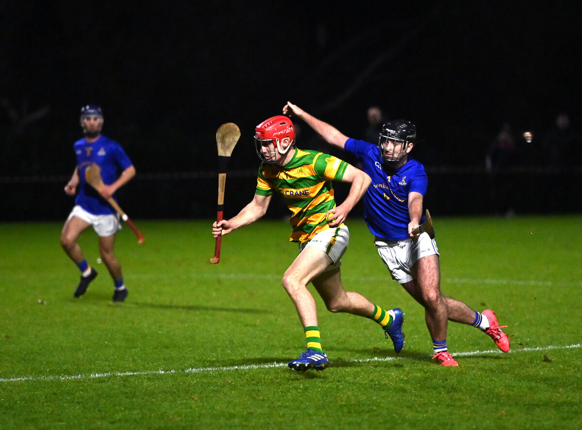  Ryan Sweeney, Blackrock breaking past Cian Buckley, St Finbarr's in the Seandún Pharmacare City Division U21 A Hurling Championship semi-final match at Church Road, Cork. Picture Dan Linehan