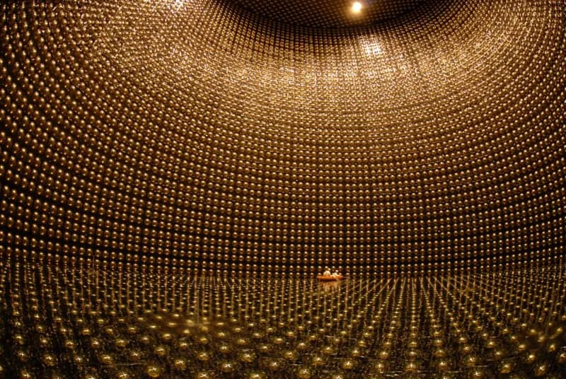 Inside the Super-Kamiokande detector. (CREDIT: Kamioka Observatory, ICRR (Institute for Cosmic Ray Research), The University of Tokyo)