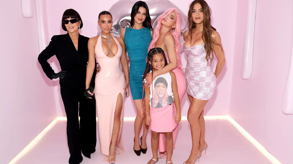Kris Jenner, Kim Kardashian, Kendall Jenner, Stormi Webster, Kylie Jenner, and Khloé Kardashian attend Kylie Jenner's 10 Years of Kylie Cosmetics Celebration with Friends & Family on Oct. 17, 2025, in West Hollywood, Calif. (Phillip Faraone/Getty Images for Kylie Cosmetics)