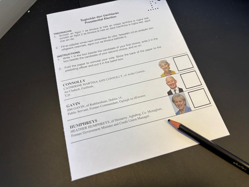 Three candidates, including Jim Gavin who ceased his campaign, are on the ballot paper today. Photograph: Bryan O'Brien