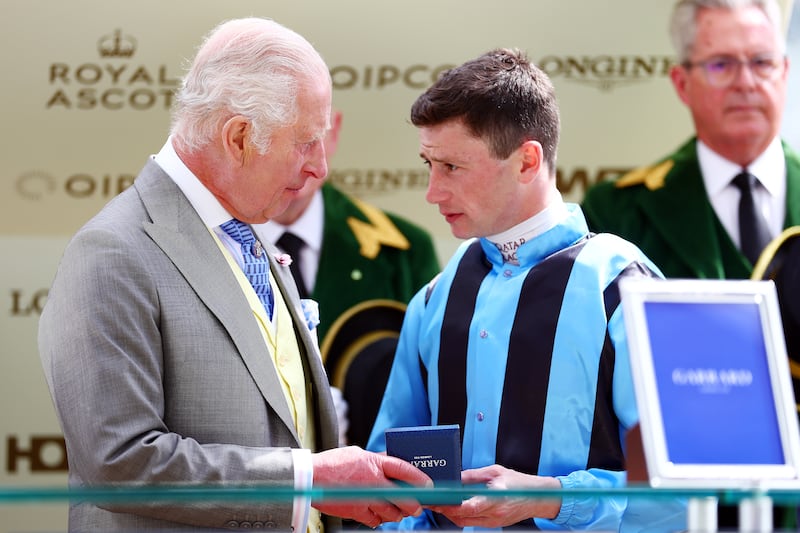 Oisín Murphy with King Charles after he won the King Charles III Stakes at Royal Ascot last year. Photograph: Bryn Lennon/Getty