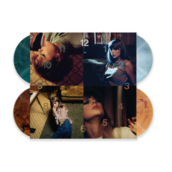 Four different LP covers of Taylor Swift's ″Midnights″ (2022) put together to form a clock-inspired artwork [SCREEN CAPTURE]
