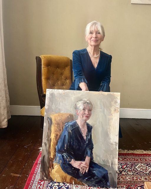 Buttevant model with her portrait painted by Julieanne