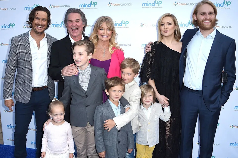 Steve Granitz/WireImage Oliver Hudson, Kurt Russell, Goldie Hawn, Kate Hudson and Wyatt Russell arrives at the Goldie Hawn Hosts Annual Goldie's Love In For Kids on May 6, 2016.