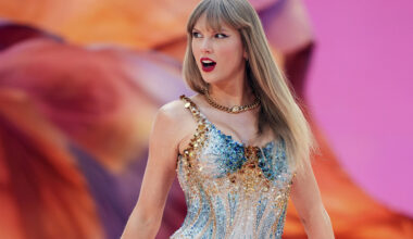 Taylor Swift performs at Wembley Stadium in London as part of her ″Eras Tour" June 21, 2024. [AP/YONHAP]