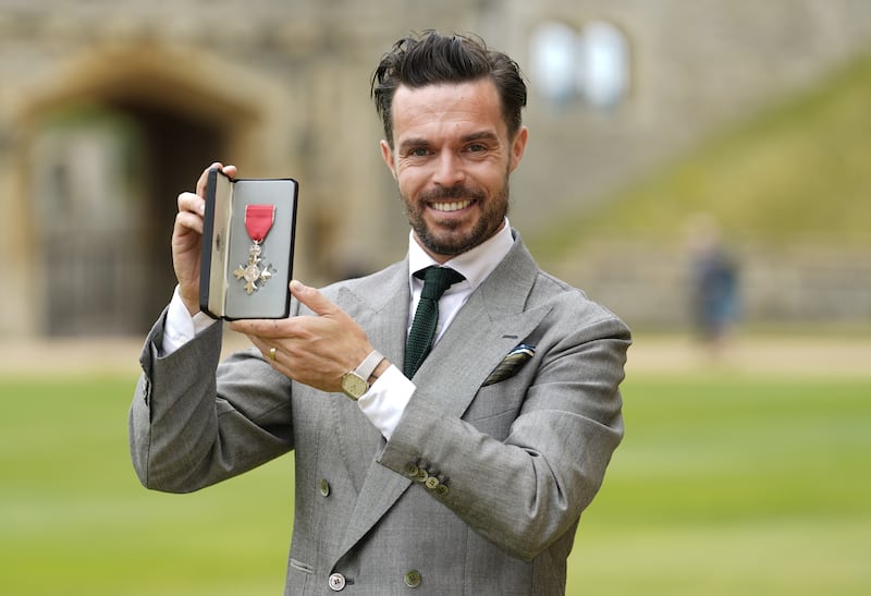 Oliver Jeffers after being made a MBE at a ceremony at Windsor Castle. Photograph: Andrew Matthews/PA