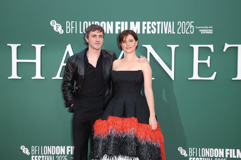 Paul Mescal and Jessie Buckley at the Hamnet gala screening during the BFI London Film Festival at Royal Festival Hall in London. Photograph: EPA