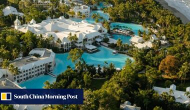 Guests unruffled as crocodile takes dip in Australian resort pool