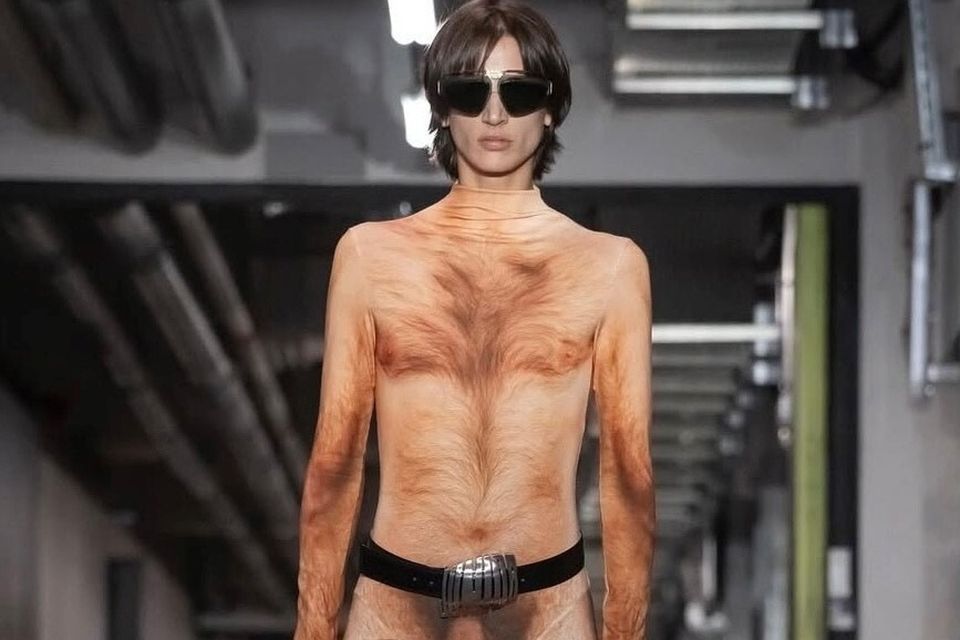 Duran Lantinks morphsuit of a hairy naked man for Jean Paul Gaultier: Photo: Getty