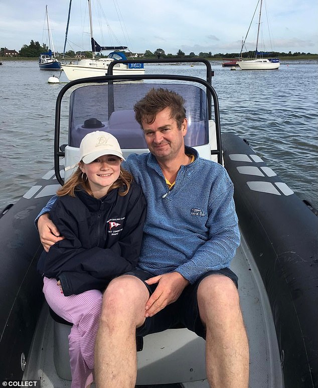 Honor Uloth is pictured with her father Rupert. Her death in 2020 was another shock for the Guinness family