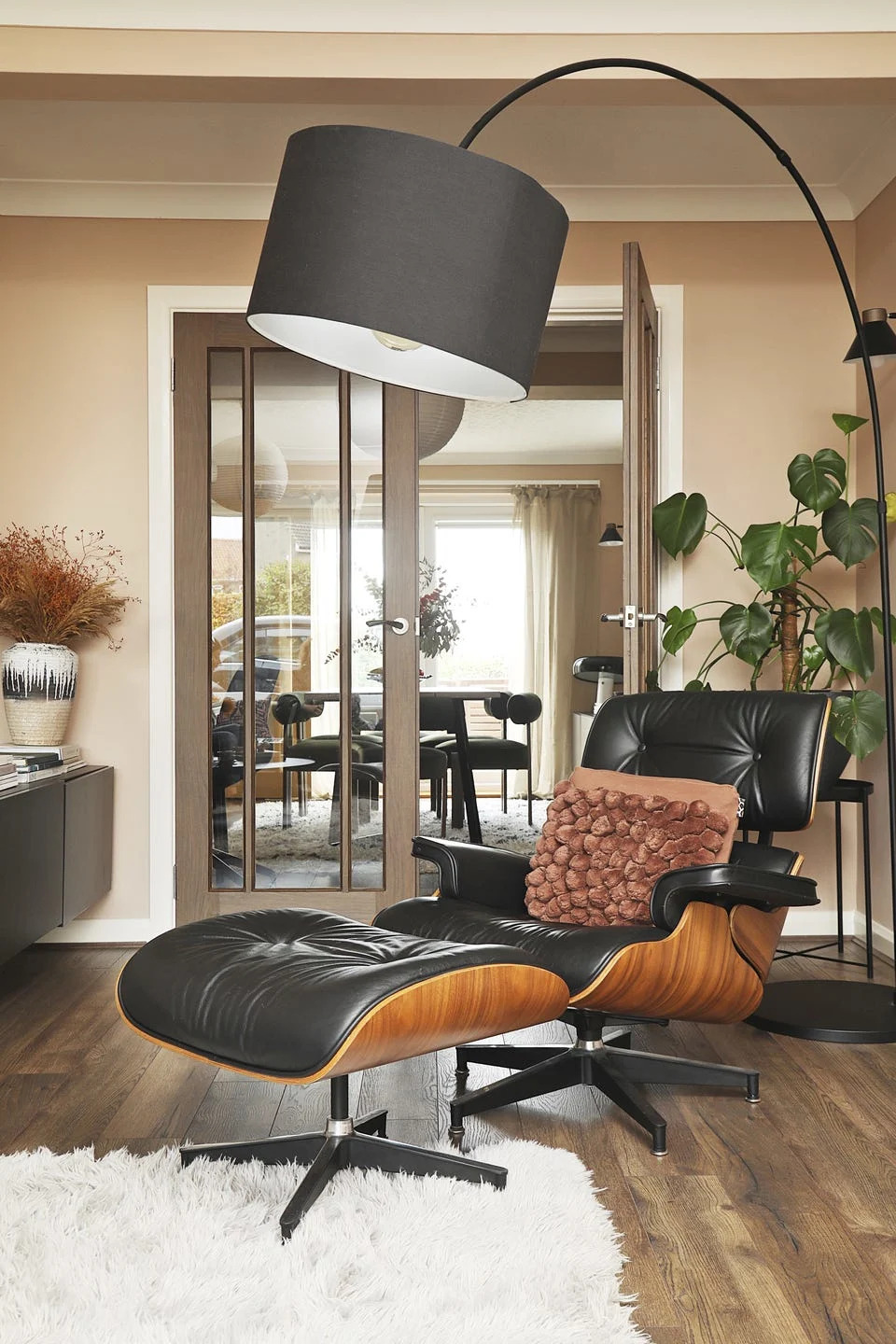 reclining chair and floorstanding lamp