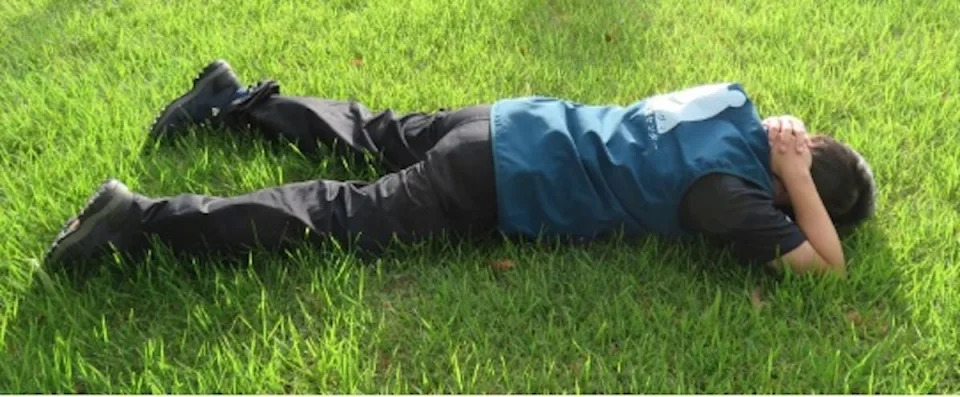 Lying face down when encountering a bear can prevent serious illness. (Akita University)