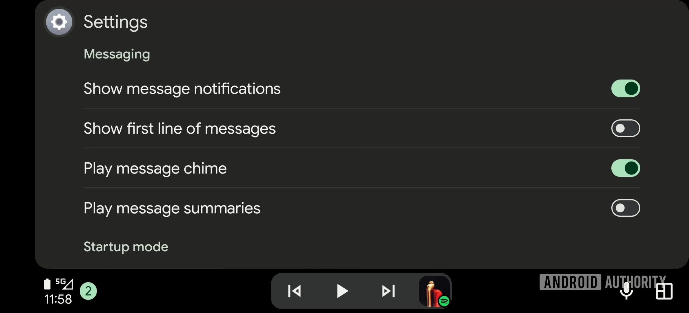 Android Auto settings 2