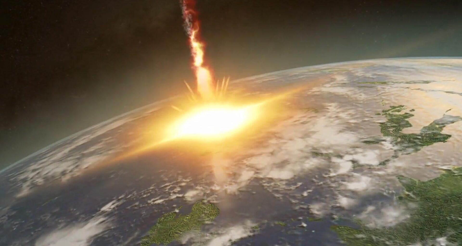 Asteroid Striking Earth Explosion
