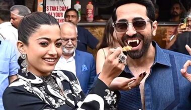 Ayushmann Khurrana flashes fake vampire teeth as he and Rashmika Mandanna promote Thamma in Delhi : Bollywood News