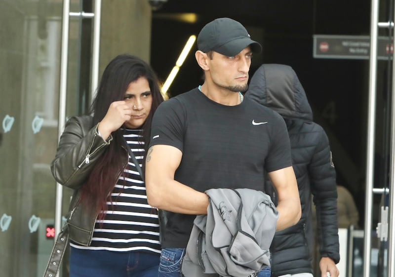 Marek Puska, right, and Jozefina Grundzova outside the Central Criminal Court on Tuesday.
Photograph: Collins Courts