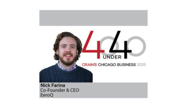 CO-FOUNDER & CEO OF QUANTUM COMPUTING COMPANY EEROQ NAMED TO CRAIN'S CHICAGO BUSINESS 40 UNDER 40