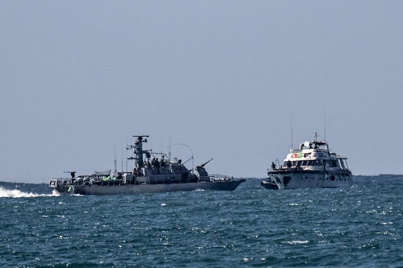 Some ships from the Global Sumud Flotilla, seized by Israel military, are brought to the port of Ashdod on Thursday. Photograph:  Mostafa Alkharouf/Anadolu via Getty Images