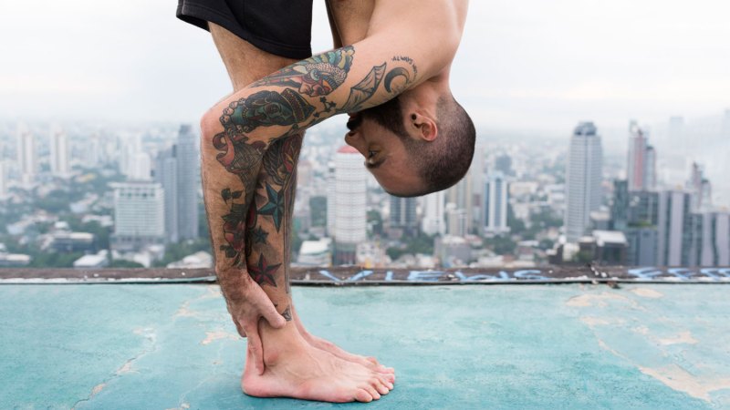 Forward fold men's yoga