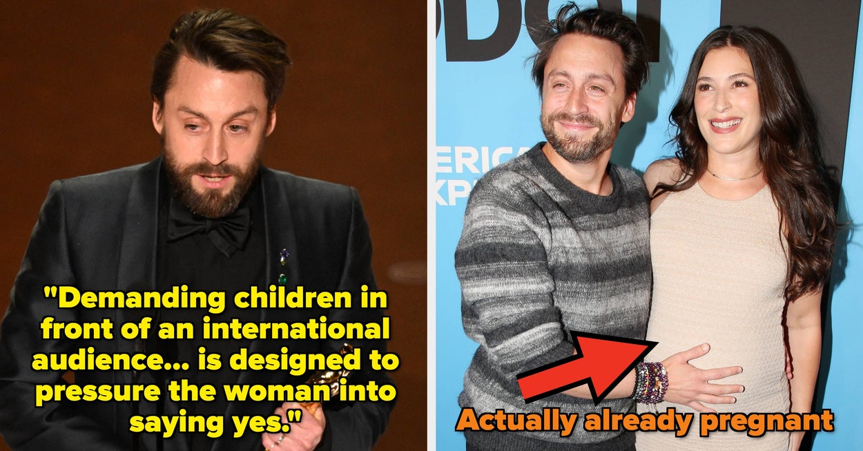 Left: Person holding an award in formal wear. Right: Person in a shiny suit smiling on stage. Text: