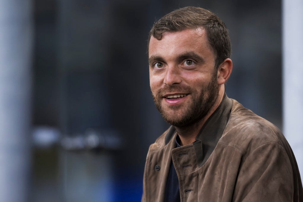 Journalist Fabrizio Romano attends the Serie A football match between Inter Milan and Lazio.