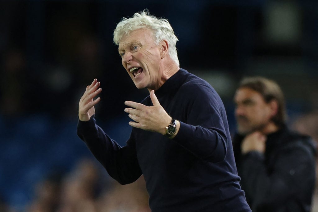 David Moyes shouting instructions during Everton's game against Leeds United