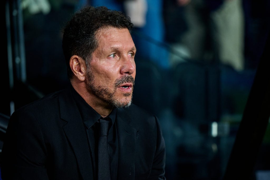 Diego Simeone looks on during Celta Vigo vs Atletico Madrid