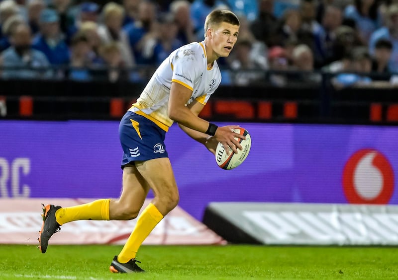 Leinster's Sam Prendergast in action against Bulls in Pretoria on October 4th. Photograph: Christiaan Kotze/Steve Haag Sports/Inpho
