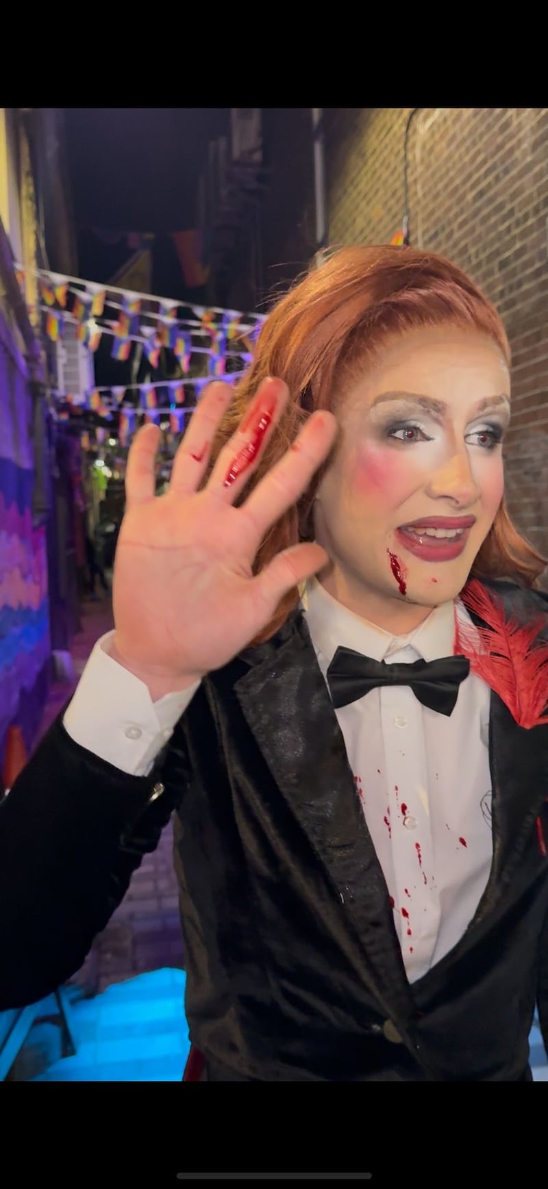 A man hit Krystal in the face with his phone, causing her to bleed