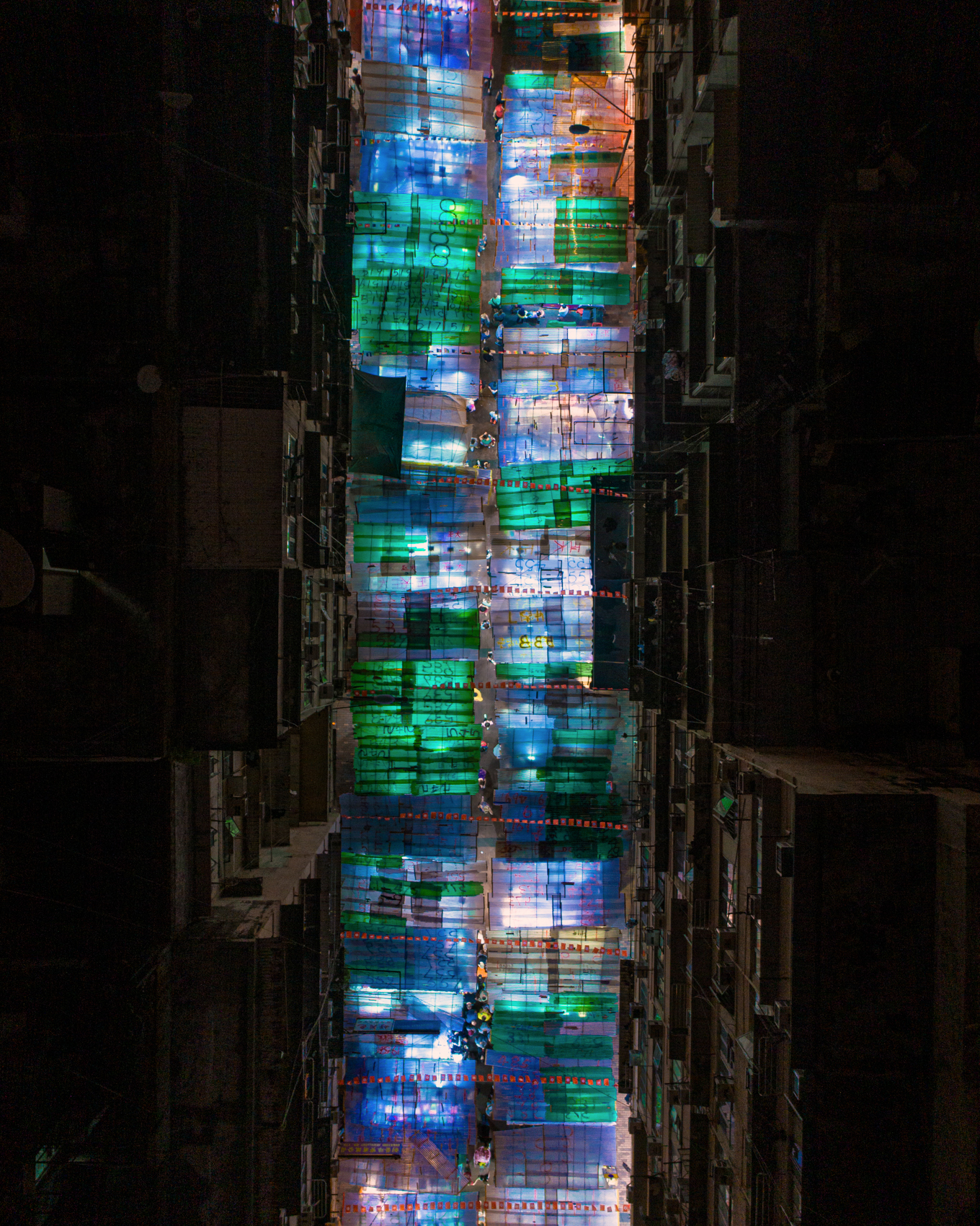 An aerial view of a Hong Kong night market. Photo: Derry Ainsworth.