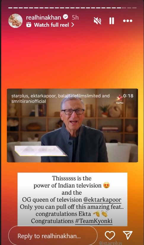 Hina Khan on Bill Gates cameo in Kyunki Saas Bhi Kabhi Bahu Thi.