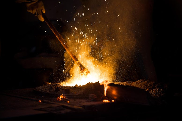 Hot Fire Metal Sparks Mine Blending