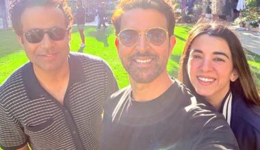 Hrithik Roshan cheers for Saba Azad as he poses for a ‘sunny selfie’ with Songs of Paradise director Danish Renzu : Bollywood News