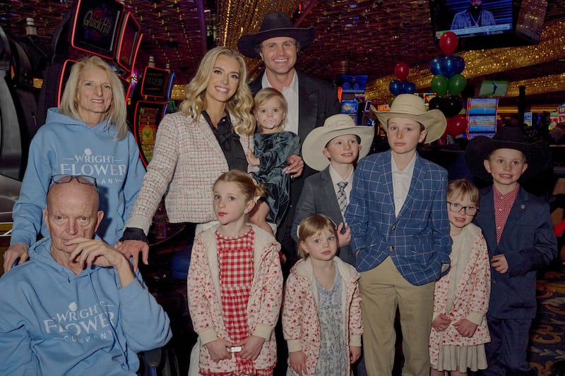 Hannah Neeleman with her family during the Mrs World beauty pageant in Las Vegas last year. Photograph: Bridget Bennett/The New York Times