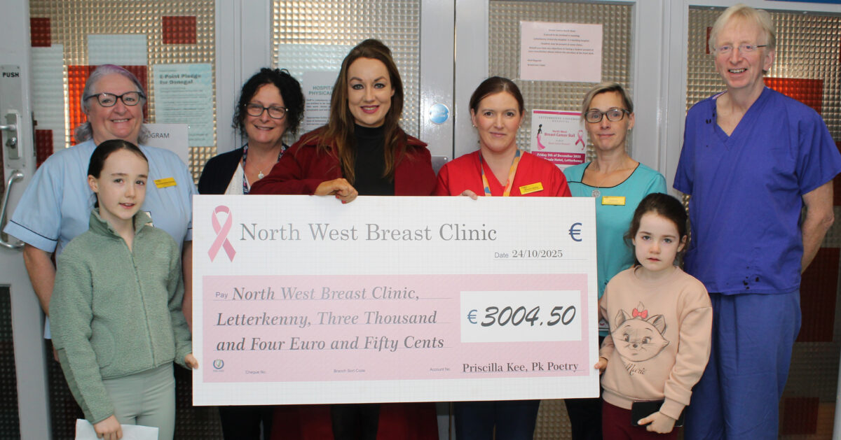 Donegal poet honours sister’s cancer care with generous donation