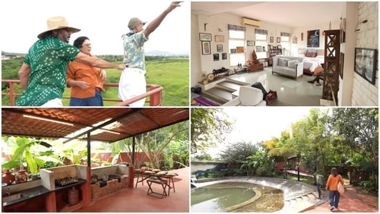 Get a glimpse into the stunning farmhouse of Bollywood's beloved actor Jackie Shroff, where lush greenery meets simple living. (YouTube/ Farah Khan)