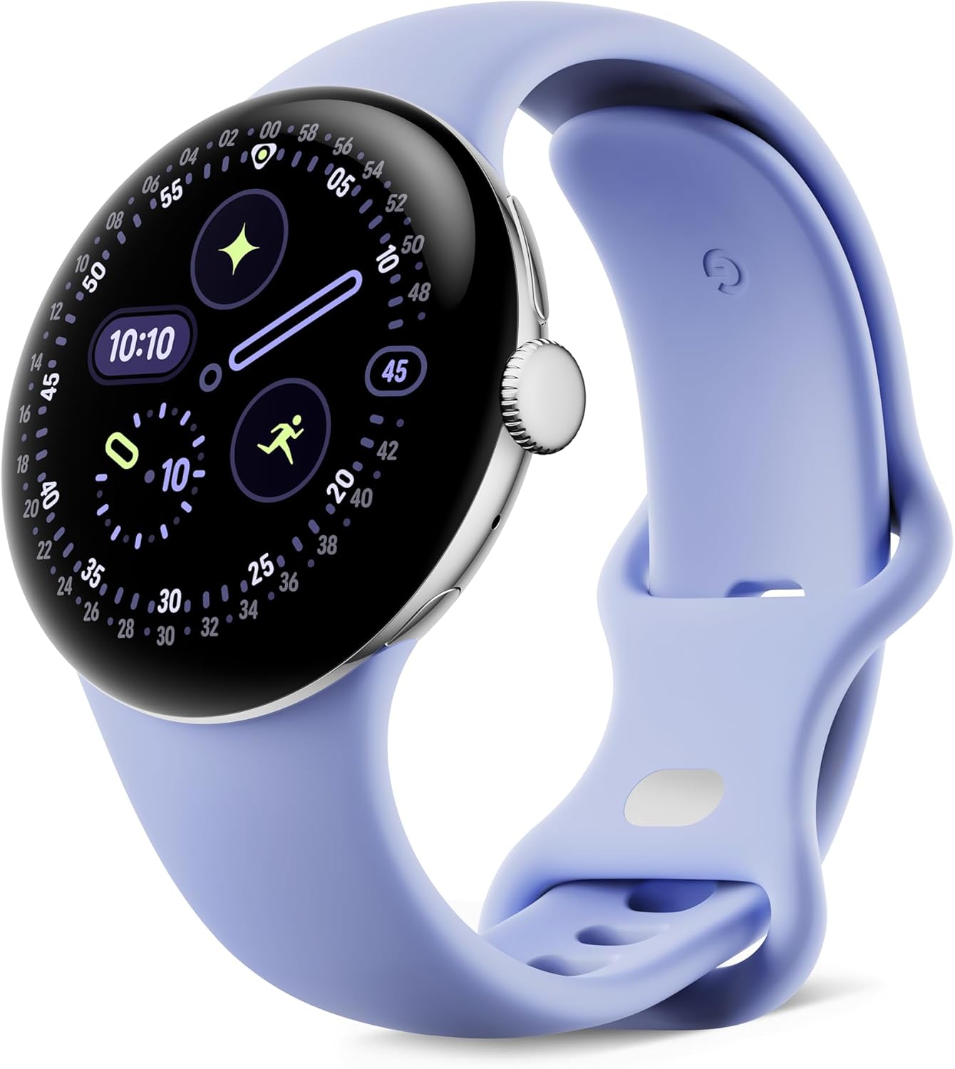 Google Pixel Watch 4 (41 Mm) - Android Smartwatch With Domed Display, Comprehensive Health and Fitness Tracking and Help From Gemini - Polished Silver Aluminium Case - Iris Active Band - Wi-Fi