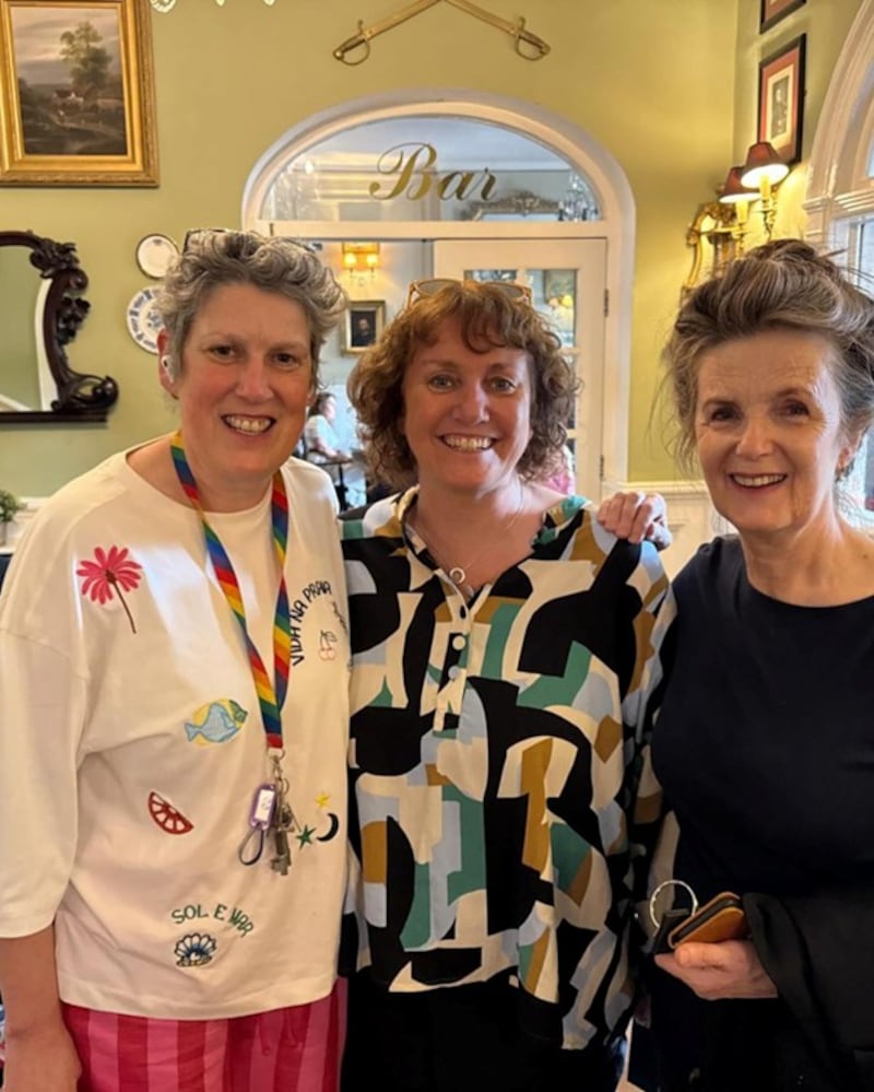 Máire Logue, left, with poet Enda Wyley and author Christine Dwyer Hickey