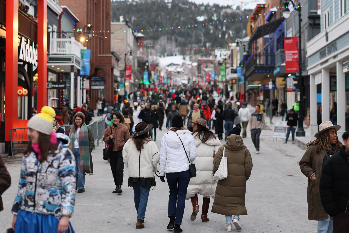 An image of the atmosphere on Main Street in Park City, Utah, during the Sundance Film Festival.